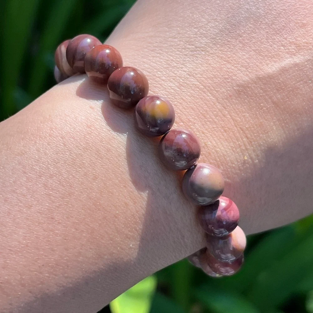 9.5mm stretchable purple red alashan agate bracelet‎ 0284